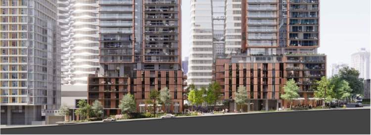 A two-tower mixed-use project with over 600 rental apartments and 365 condominiums.