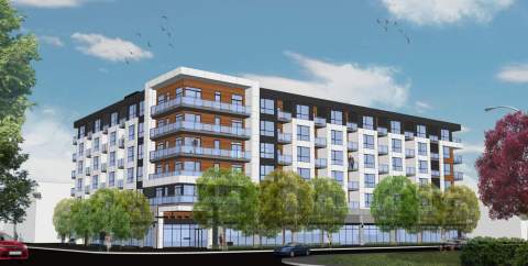 A Mixed-use Mid-rise With 97 Condominiums Built Over One Level Of Commercial Space.
