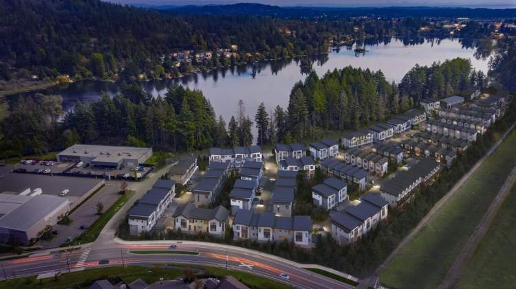 A new townhome community nestled between Langford Lake and the E&N Rail line.