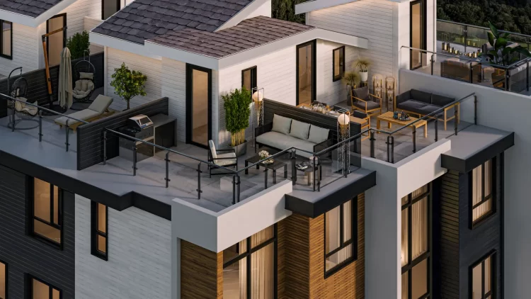 Burqville offers a private roof deck for all upper level homes.
