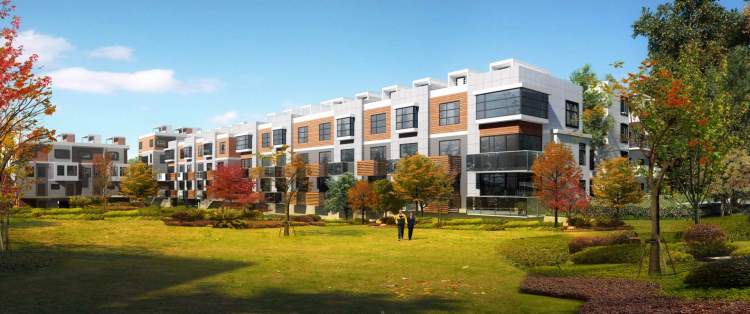 A collection of 76 West-Vancouver-inspired townhomes in Sullivan Station.