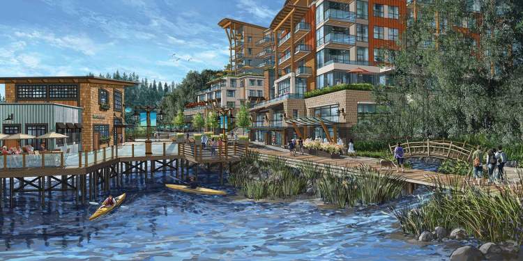 The resort hotel will feature a waterfront pier restaurant.