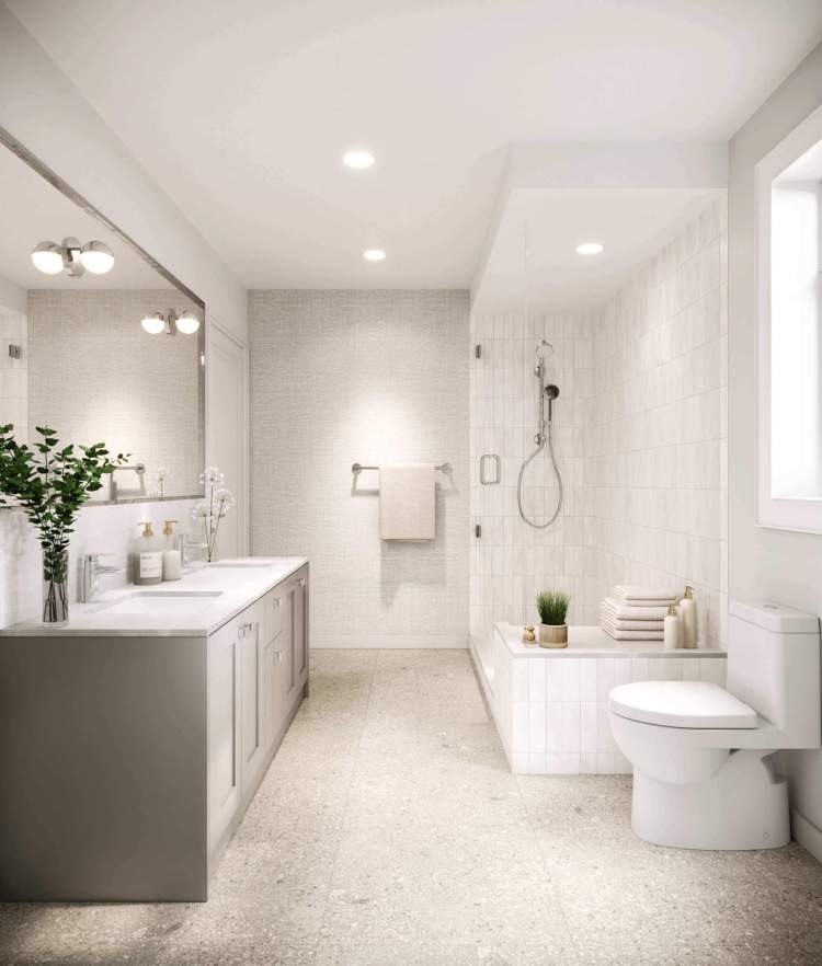 Bathrooms feature expansive showers, spacious vanities, and Kohler fixtures.
