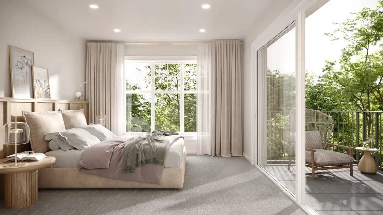 Light-filled bedrooms feature large, walk-in closets and plush carpeting.