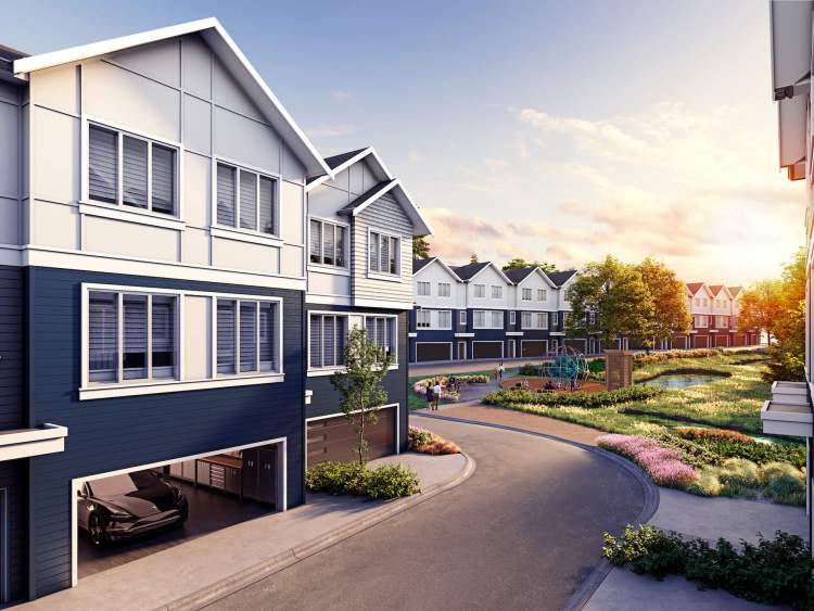 A master-planned community that includes 55 townhomes on a former golf course.