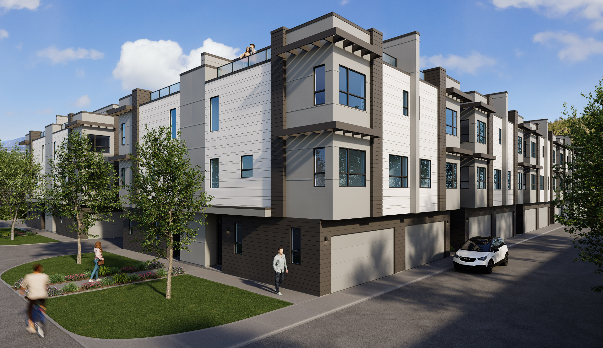 A collection of 40 Downtown 3-storey townhomes with 3 bedrooms and 2 1/2 bathrooms.