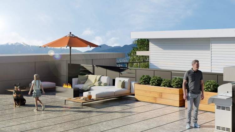 Expansive rooftop decks with gas hookups.