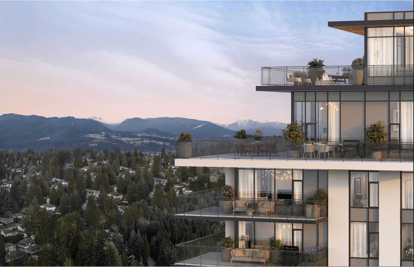 A West Coquitlam residential tower offering 246 condos and four townhomes.