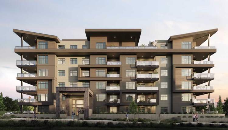A 6-storey Saanichton mid-rise with a selection of 50 condominiums.
