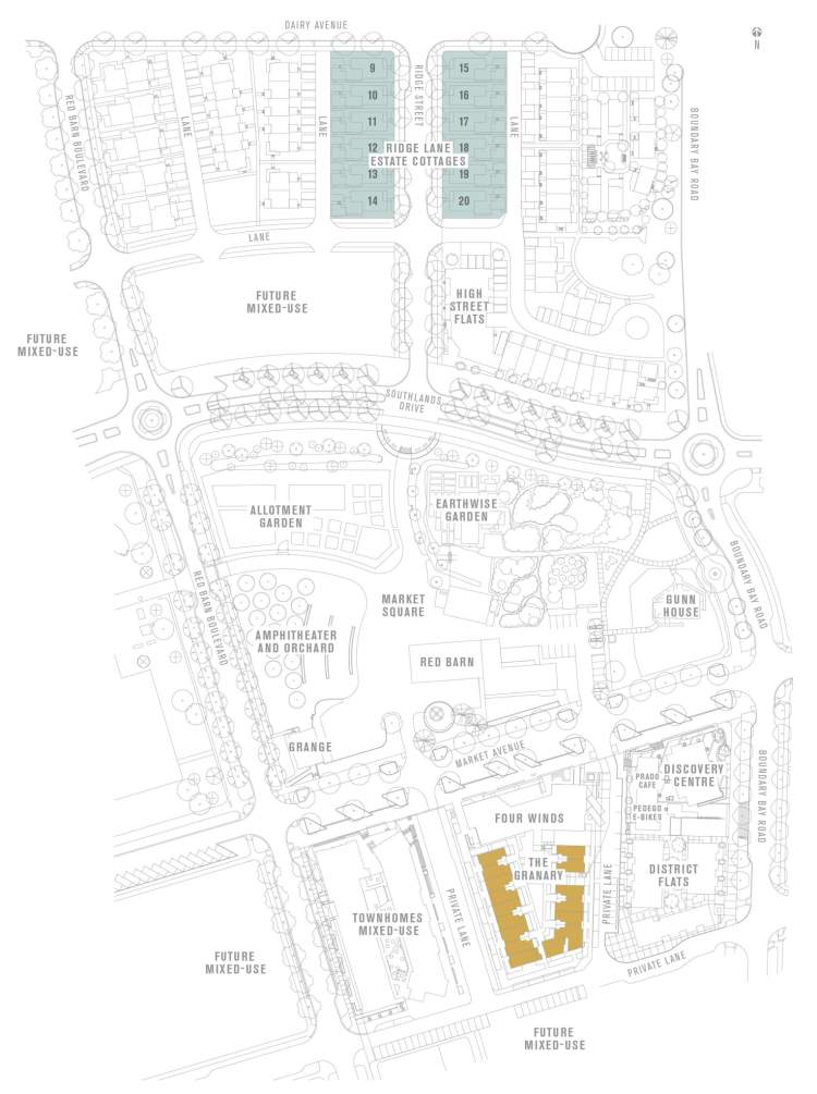 Plan showing the locations of Southlands' residential pockets.