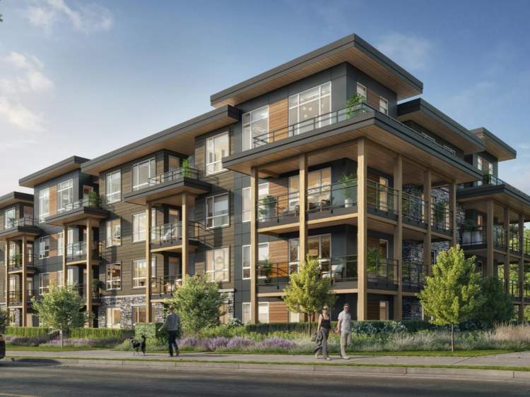 Two 4-storey woodframe buildings offering 117 one- & two-bedroom condominiums.
