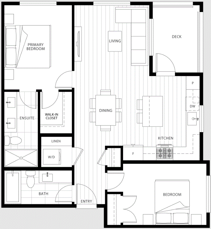 The Flats at The Rail District 2-bedroom floor plan details.
