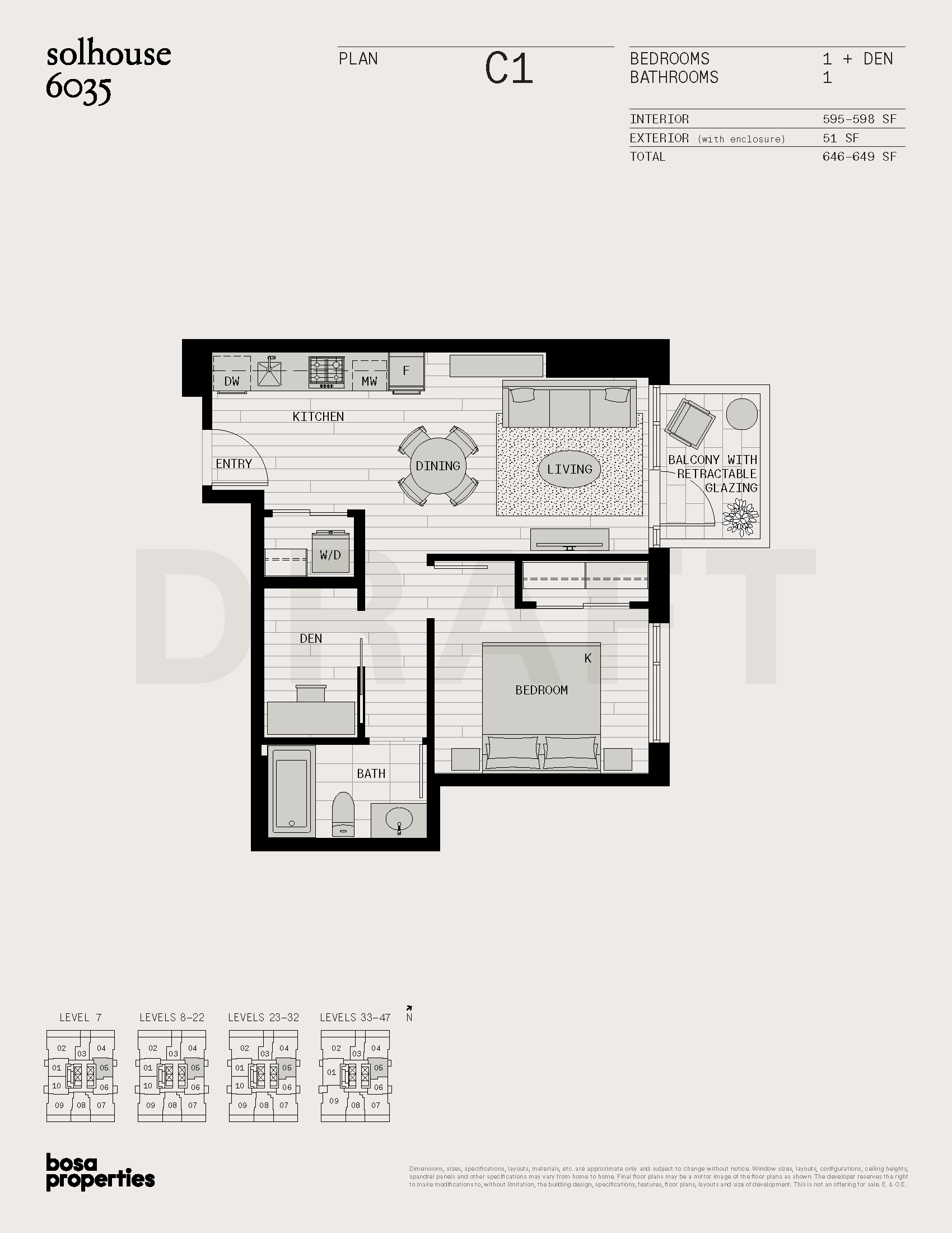 Solhouse Floorplan C1 1-Bedroom + Den