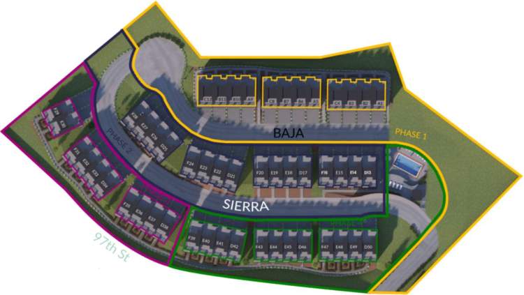 Mojave Living site plan showing phases and home types.