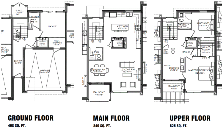 The Osprey townhomes Type A floor plan.