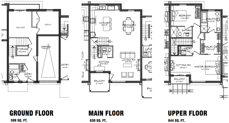 The Osprey Cadboro Bay townhomes Type B floor plan.