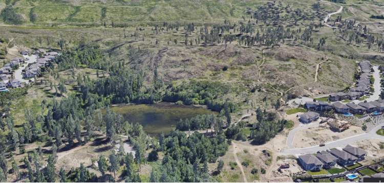 Aerial view of the undeveloped Sage Water site looking north.
