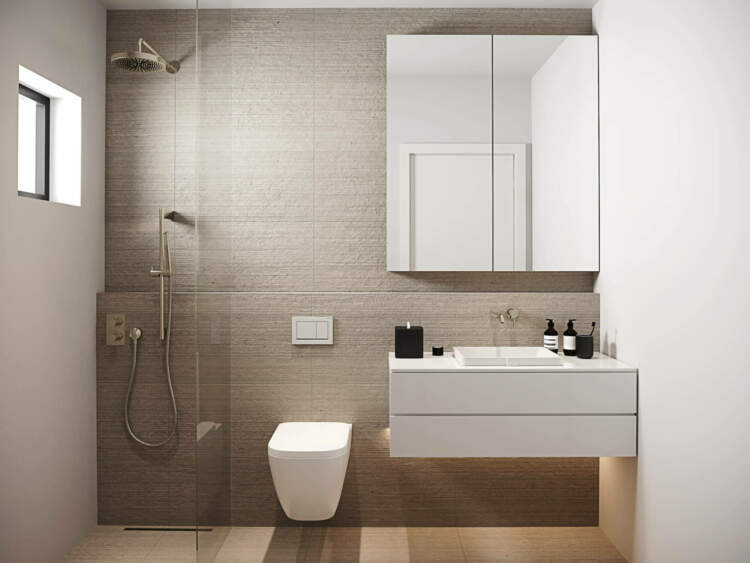 The Columbia Residences bathrooms include frameless showers and premium bathroom fixtures.