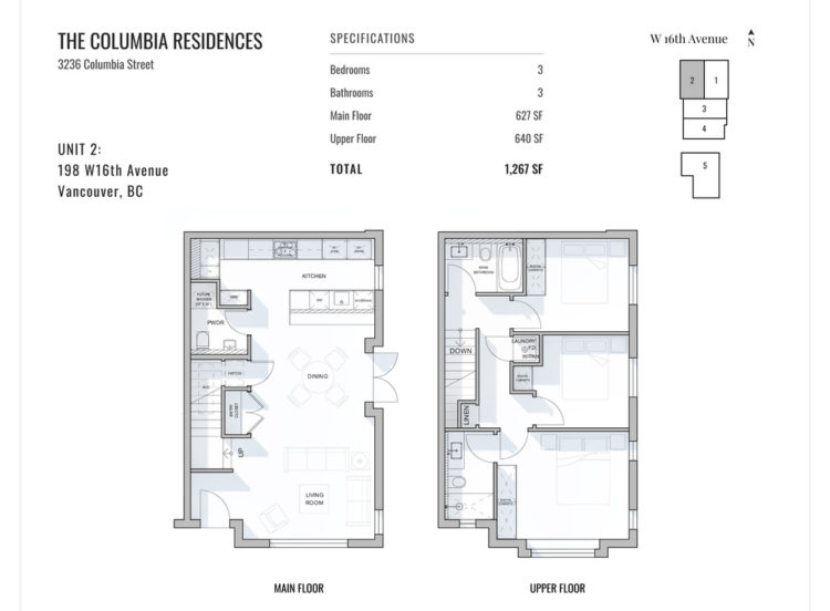 Floor plan for The Columbia Residences Unit 2.