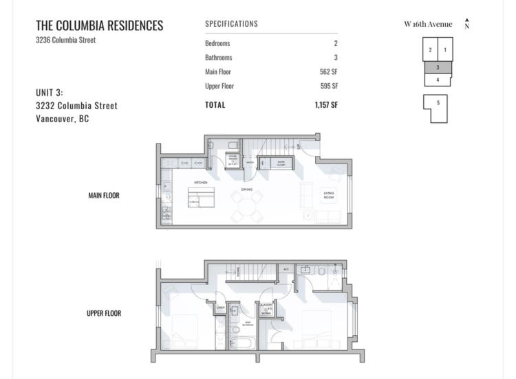 Floor plan for The Columbia Residences Unit 3.