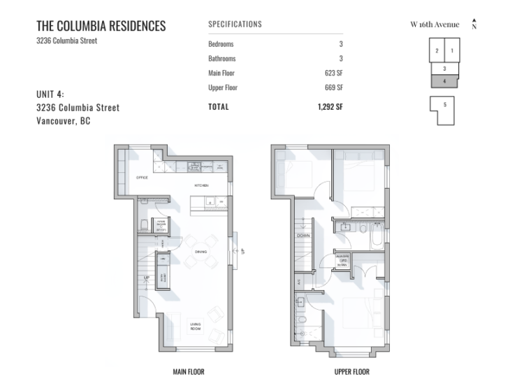 Floor plan for The Columbia Residences Unit 4.