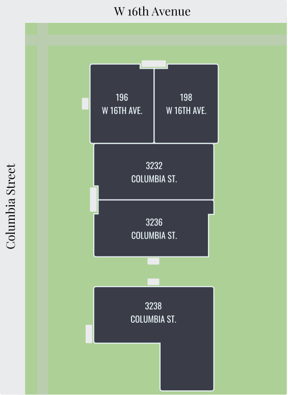 Site plan for the five Columbia Residences.