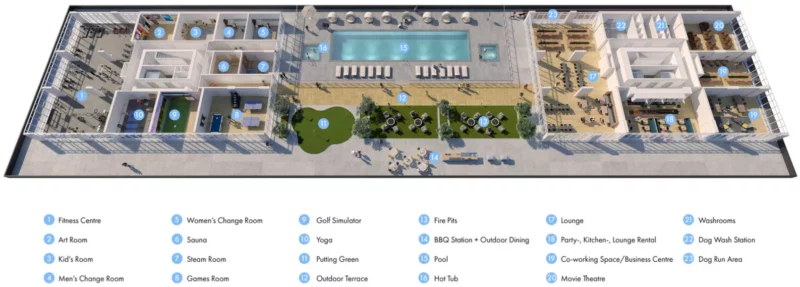 Amenities plan for The Deck at Water Street.