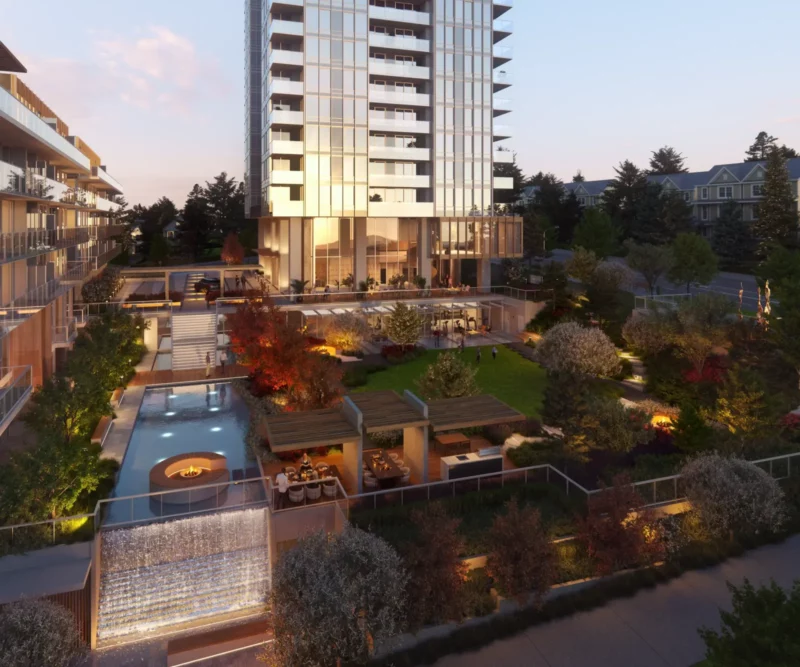 Ironwood Coquitlam amenities range from reflective pools to communal fire bowls.
