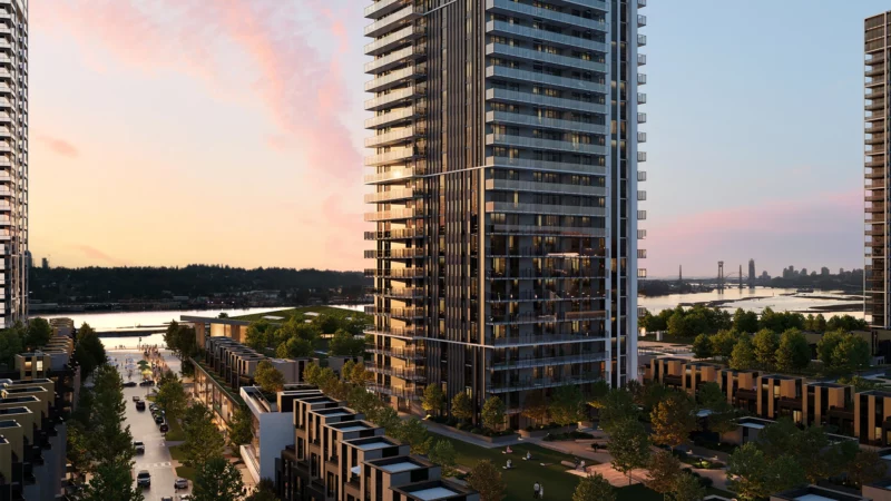 Encore at Fraser Mills is 32-storey tower offering 306 strata homes.