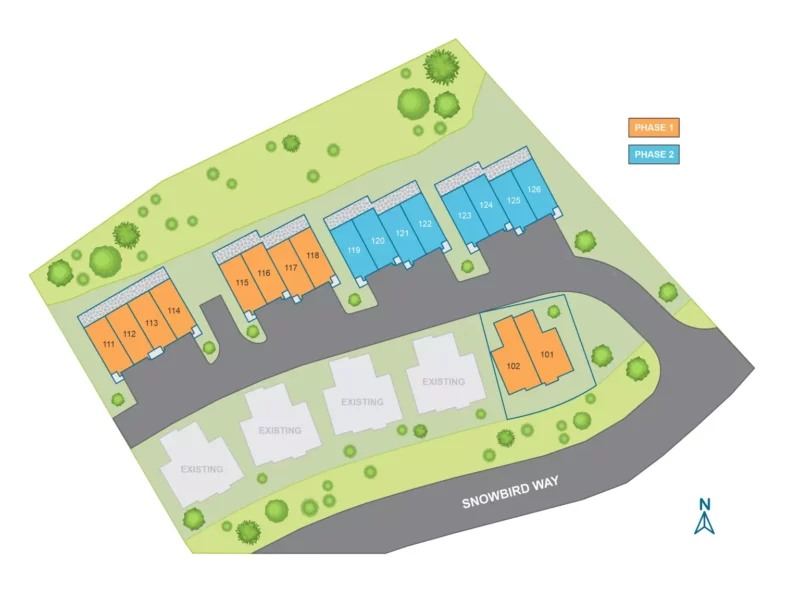 Solitude at Big White site plan showing home distribution.
