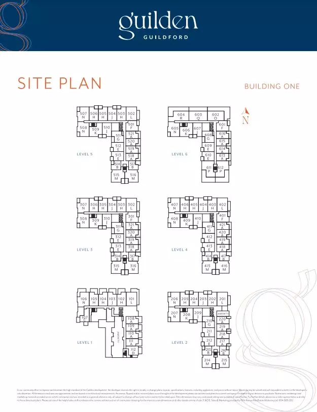 Guilden Guildford site plan showing the Building One floor plates.