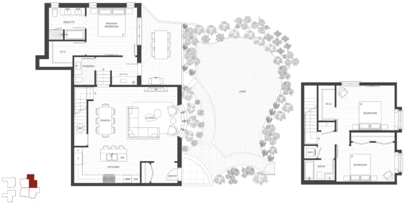 Floorplan for Harlowe House Unit A.