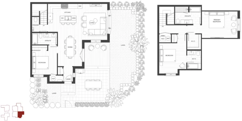 Floorplan for Harlowe House Unit B.