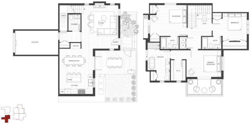 Floorplan for Harlowe House Unit E.
