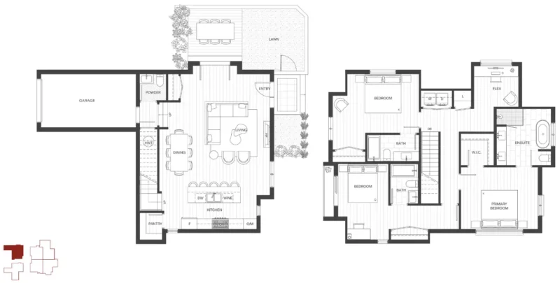 Floorplan for Harlowe House Unit F.