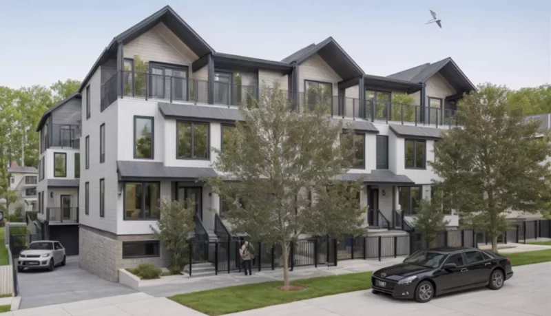 Manchester Living presents 11 Burnside townhomes in two woodframe buildings.