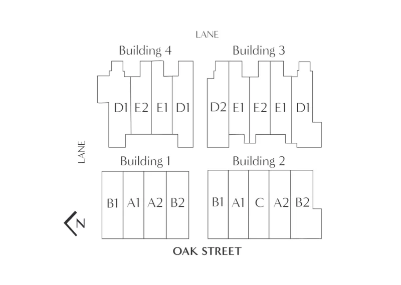 Oaklyn site plan showing unit distribution.