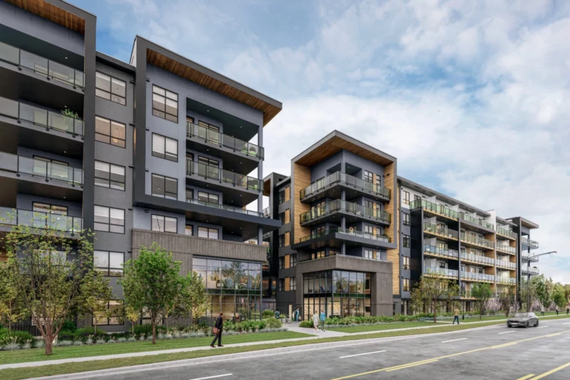 Scott + 77 is a residential development with 291 condos in two 6-storey buildings.