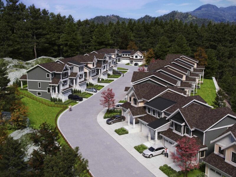 Aerial view of Nature's Edge townhomes.