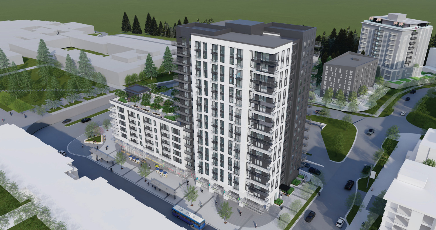 Symposia SFU by Mosaic Homes is a 17-story mixed-use building with 234 condominiums.
