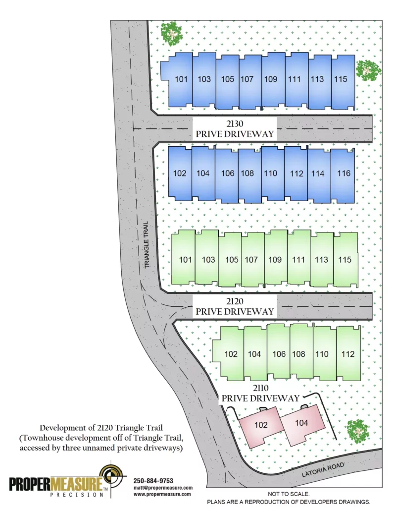 Triangle Trail Townhomes site plan showing unit distribution.