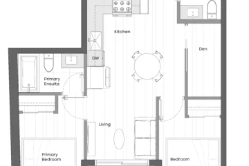 Solid Vancouver 2-bedroom floorplan.